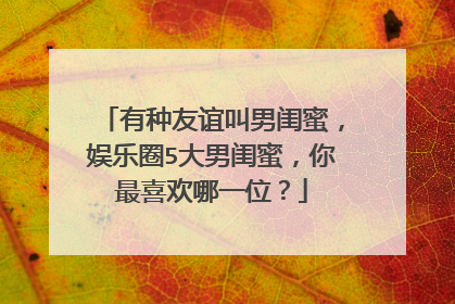 有种友谊叫男闺蜜，娱乐圈5大男闺蜜，你最喜欢哪一位？