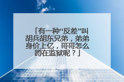 有一种“反差”叫胡兵胡东兄弟，弟弟身价上亿，哥哥怎么蹲在监狱呢？