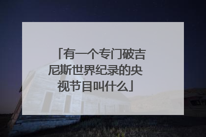 有一个专门破吉尼斯世界纪录的央视节目叫什么