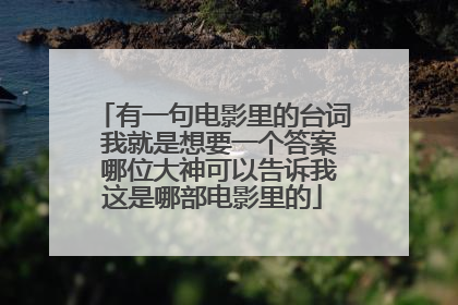 有一句电影里的台词 我就是想要一个答案 哪位大神可以告诉我这是哪部电影里的
