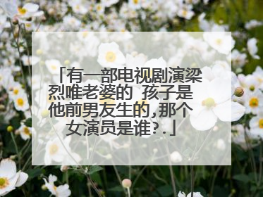 有一部电视剧演梁烈唯老婆的 孩子是他前男友生的,那个女演员是谁?.