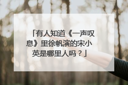 有人知道《一声叹息》里徐帆演的宋小英是哪里人吗?