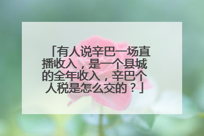 有人说辛巴一场直播收入，是一个县城的全年收入，辛巴个人税是怎么交的？