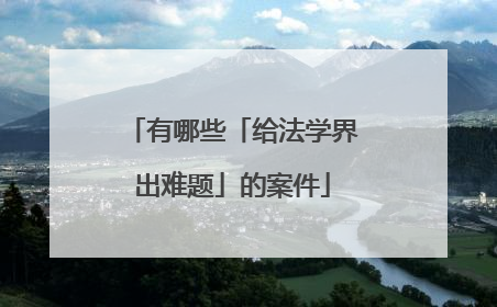 有哪些「给法学界出难题」的案件