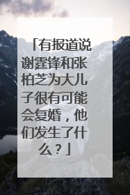 有报道说谢霆锋和张柏芝为大儿子很有可能会复婚，他们发生了什么？