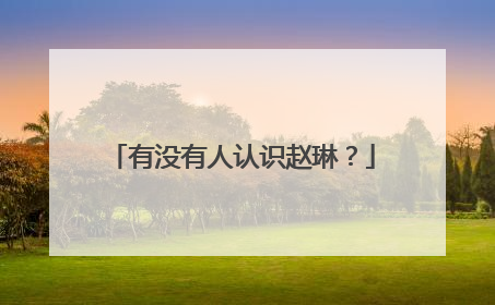 有没有人认识赵琳？