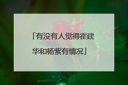 有没有人觉得霍建华和杨紫有情况