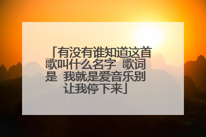有没有谁知道这首歌叫什么名字 歌词是 我就是爱音乐别让我停下来