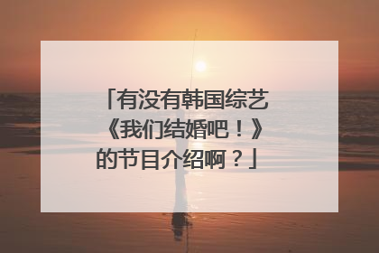 有没有韩国综艺《我们结婚吧！》的节目介绍啊？