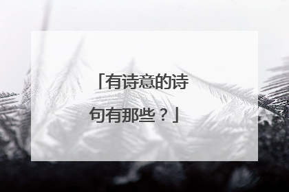 有诗意的诗句有那些？