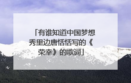 有谁知道中国梦想秀里边唐恬恬写的《荣幸》的歌词
