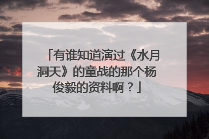 有谁知道演过《水月洞天》的童战的那个杨俊毅的资料啊？