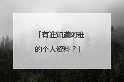 有谁知道阿雅的个人资料？