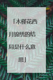 木槿花西月锦绣的结局是什么意思