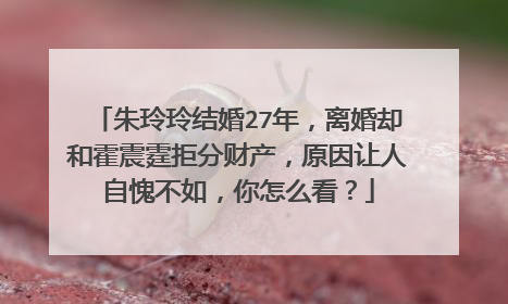 朱玲玲结婚27年,离婚却和霍震霆拒分财产,原因让人自愧不如,你怎么看?