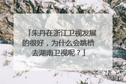 朱丹在浙江卫视发展的很好，为什么会跳槽去湖南卫视呢？