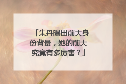 朱丹曝出前夫身份背景，她的前夫究竟有多厉害？