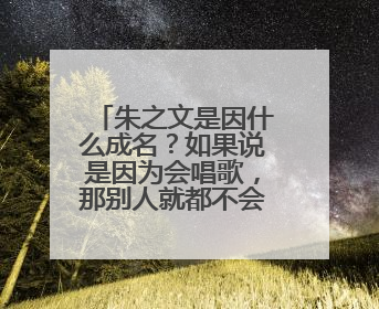 朱之文是因什么成名?如果说是因为会唱歌,那别人就都不会唱歌吗?