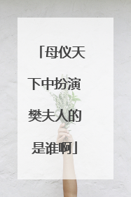 母仪天下中扮演樊夫人的是谁啊