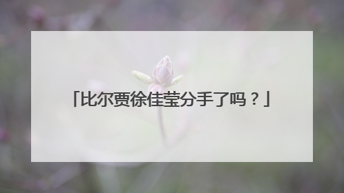 比尔贾徐佳莹分手了吗？