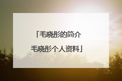 毛晓彤的简介 毛晓彤个人资料