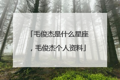 毛俊杰是什么星座，毛俊杰个人资料