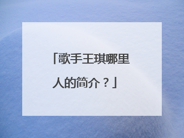 歌手王琪哪里人的简介?