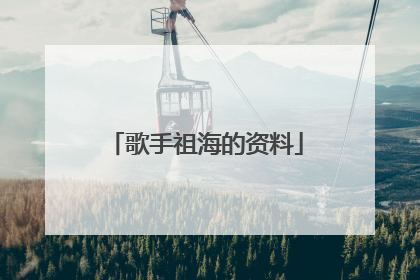 歌手祖海的资料