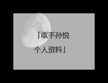 歌手孙悦个人资料