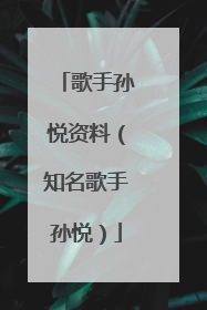 歌手孙悦资料(知名歌手孙悦)