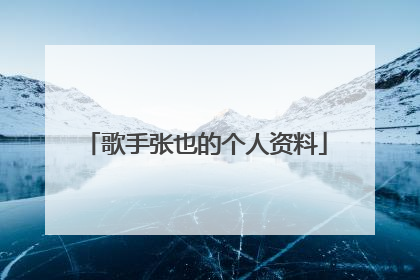 歌手张也的个人资料
