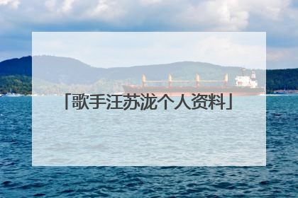 歌手汪苏泷个人资料