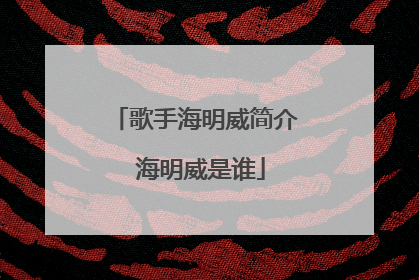歌手海明威简介 海明威是谁