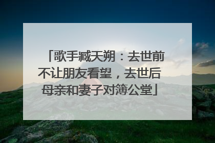 歌手臧天朔:去世前不让朋友看望,去世后母亲和妻子对簿公堂