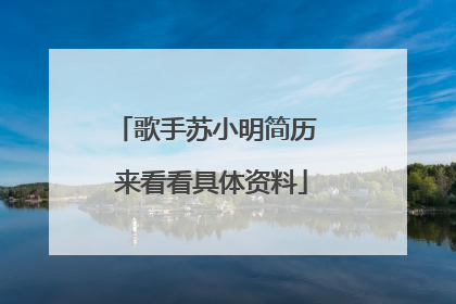 歌手苏小明简历 来看看具体资料