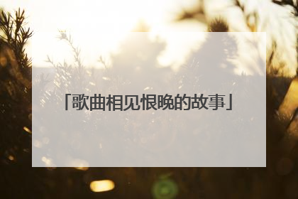 歌曲相见恨晚的故事
