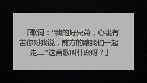 歌词：“我的好兄弟，心裏有苦你对我说，前方的路我们一起走……”这首歌叫什麽呀？