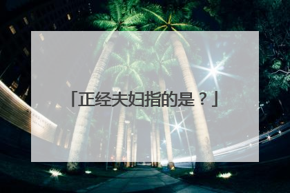 正经夫妇指的是?