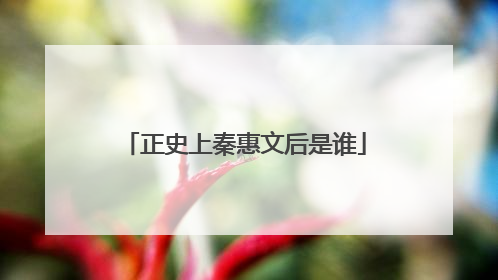 正史上秦惠文后是谁