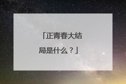 正青春大结局是什么？