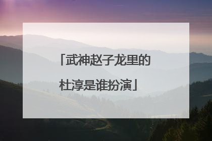 武神赵子龙里的杜淳是谁扮演