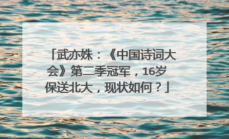 武亦姝：《中国诗词大会》第二季冠军，16岁保送北大，现状如何？
