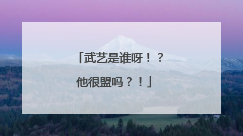 武艺是谁呀！？他很盟吗？！