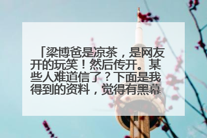梁博爸是凉茶，是网友开的玩笑！然后传开。某些人难道信了？下面是我得到的资料，觉得有黑幕的好好看看吧