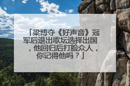 梁博夺《好声音》冠军后退出歌坛选择出国，他回归后打脸众人，你记得他吗？