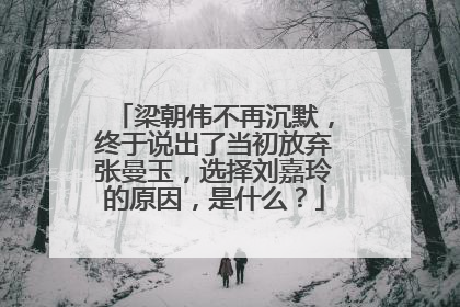 梁朝伟不再沉默，终于说出了当初放弃张曼玉，选择刘嘉玲的原因，是什么？