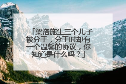 梁洛施生三个儿子被分手，分手时却有一个温馨的协议，你知道是什么吗？