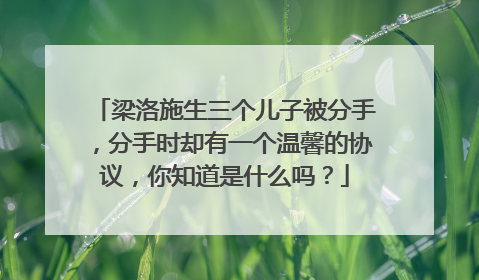 梁洛施生三个儿子被分手，分手时却有一个温馨的协议，你知道是什么吗？