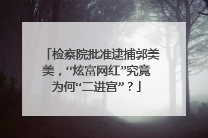 检察院批准逮捕郭美美，“炫富网红”究竟为何“二进宫”？