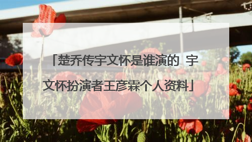 楚乔传宇文怀是谁演的 宇文怀扮演者王彦霖个人资料